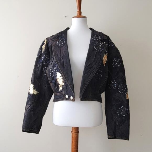 Place Vendome Vintage Demin Patchwork Art to Wear Jacket - Picture 1 of 12